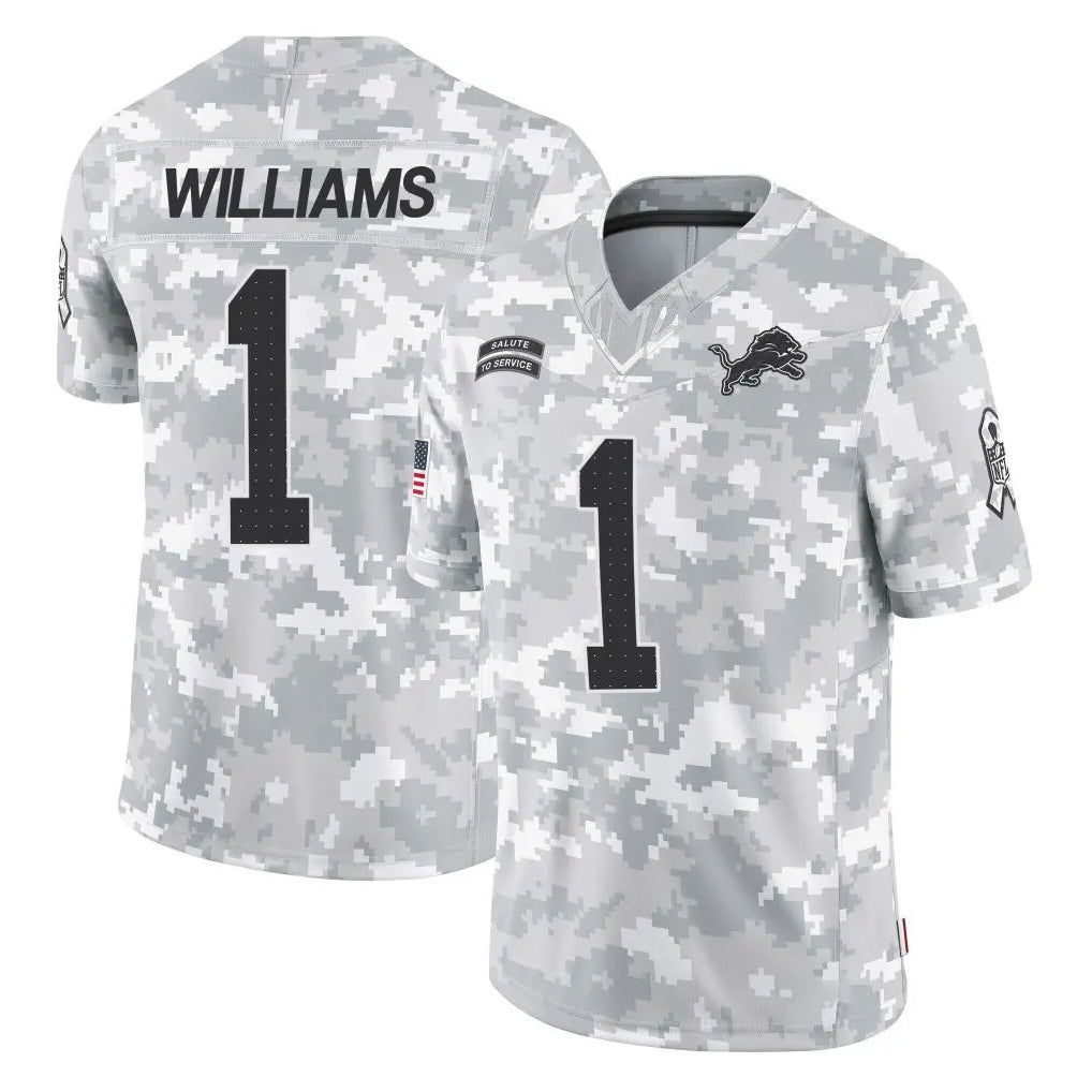 D.Lions #1 Jameson Williams Player Arctic Camo Salute To Service Limited ROCER Stitched Jerseys