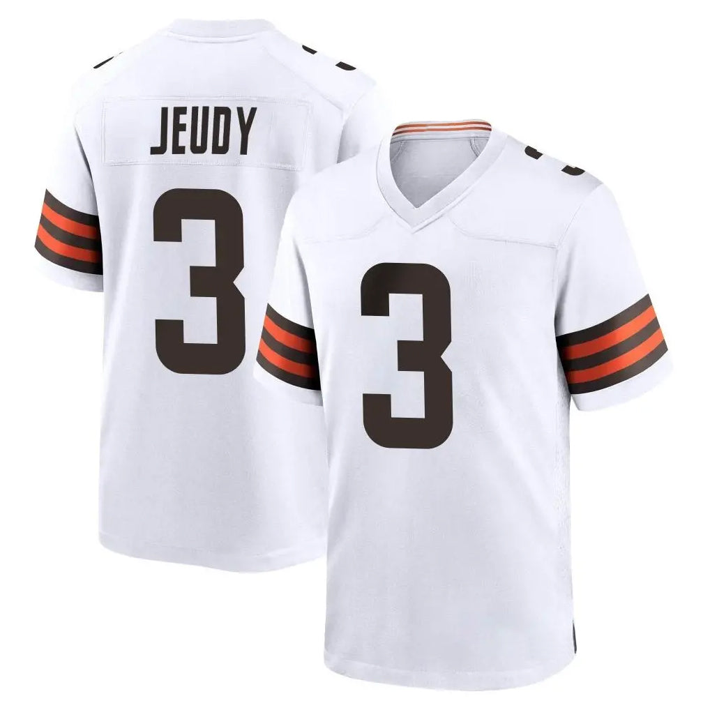 C.Browns #3 Jerry Jeudy Player White Home Game ROCER Stitched Jerseys
