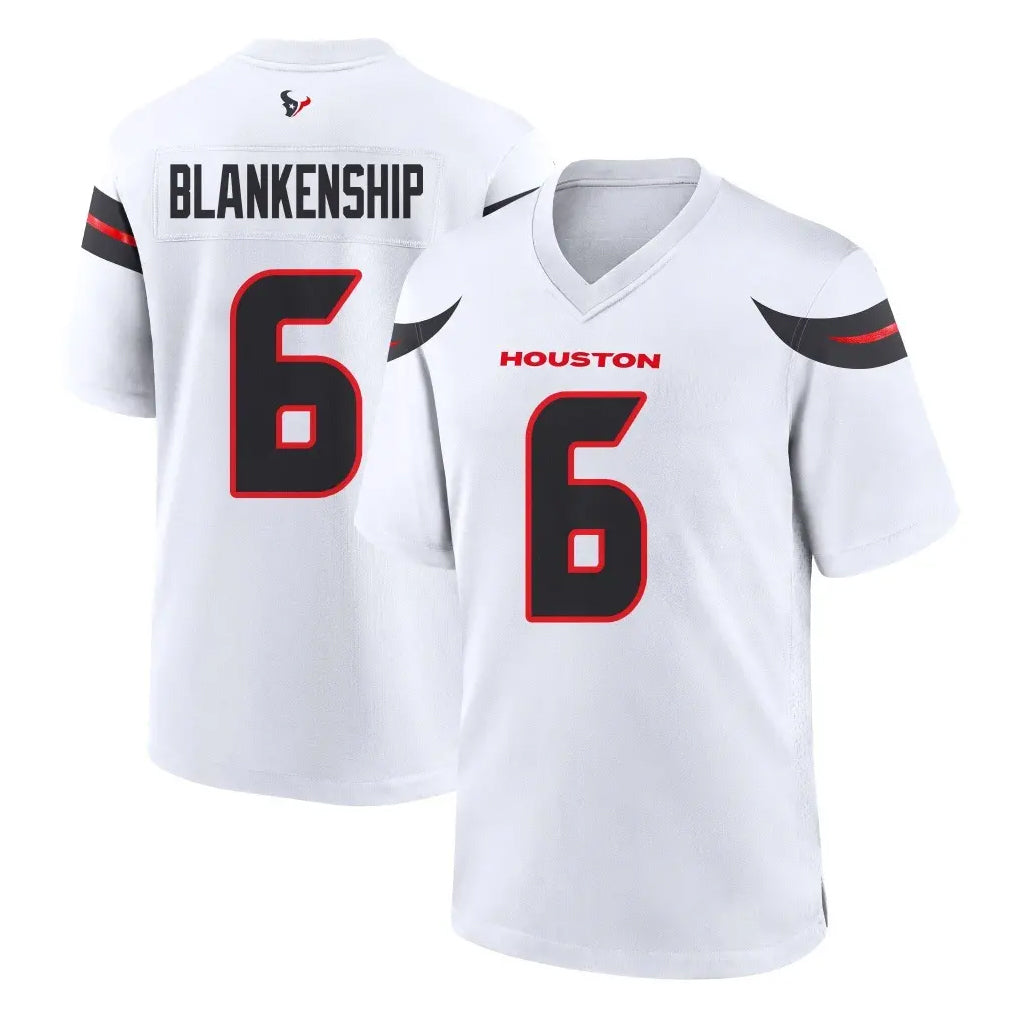 H.Texans #6 Reed Blankenship Player White Home Game ROCER Stitched Jerseys