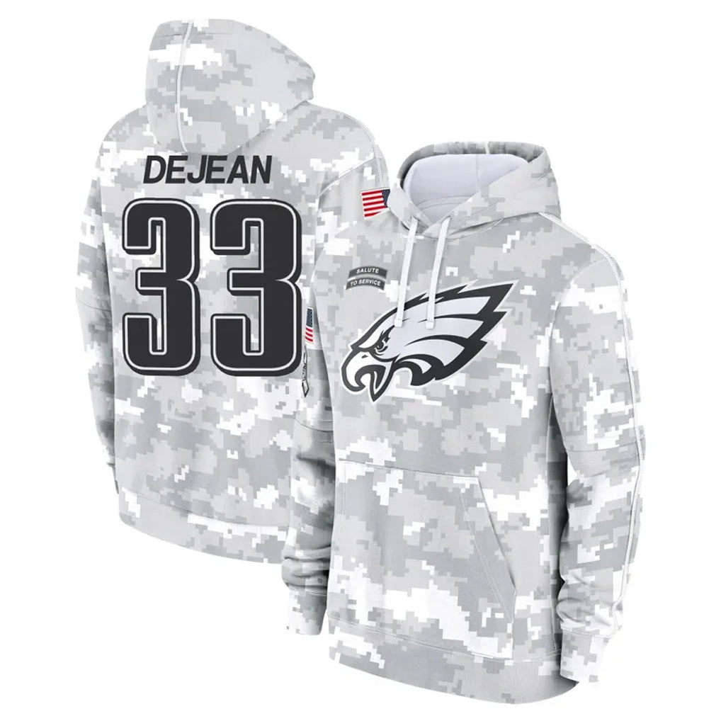 P.Eagles #33 Cooper DeJean Player Arctic Camo Salute to Service Pullover Hoodies Limited Game ROCER Stitched Jerseys