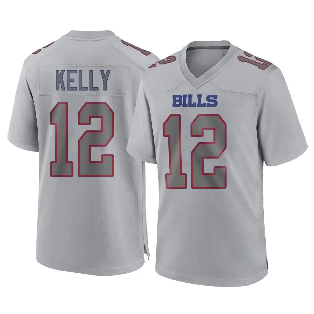 B.Bills #12 Jim Kelly Player Gray Fashion Home Game ROCER Stitched Jerseys