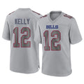 B.Bills #12 Jim Kelly Player Gray Fashion Home Game ROCER Stitched Jerseys