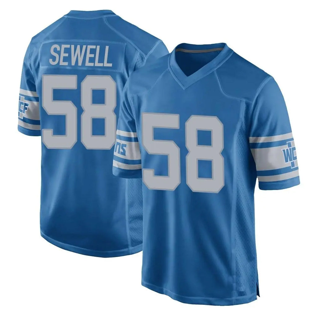 D.Lions #58 Penei Sewell Player Blue Vapor Untouchable Throwback Game ROCER Stitched Jerseys