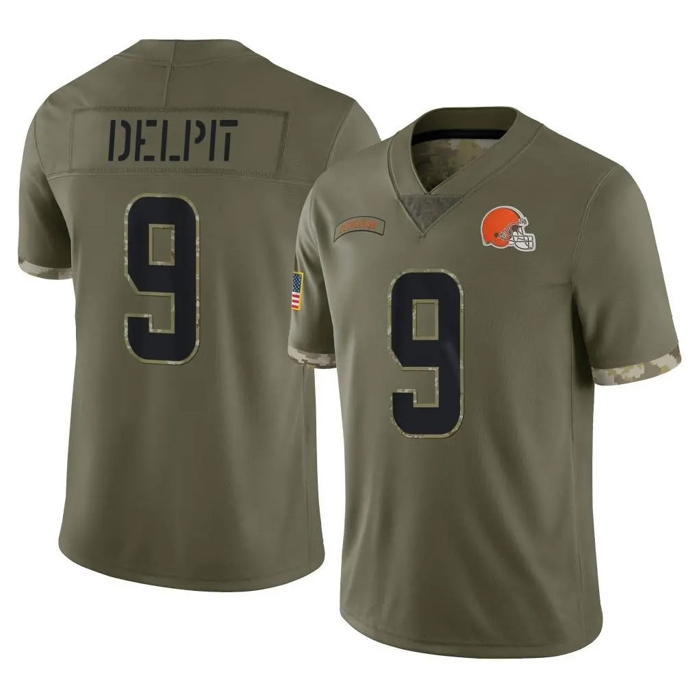 C.Browns #9 Grant Delpit Player Olive Salute to Service Limited Game ROCER Stitched Jerseys