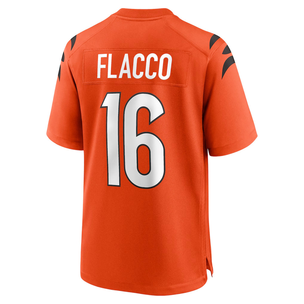 C.Bengals #16 Joe Flacco Player Orange Home Game ROCER Stitched Jerseys