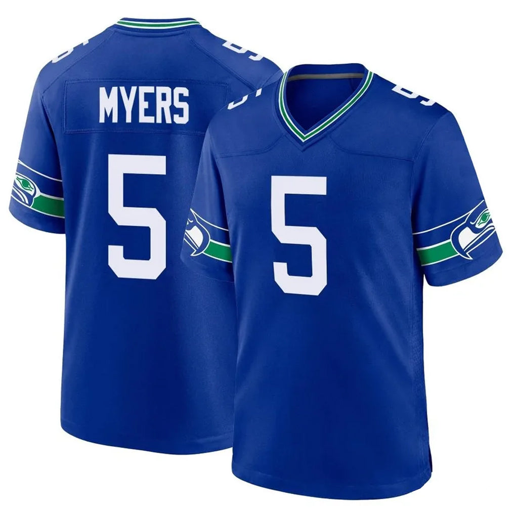 S.Seahawks #5 Jason Myers Player Royal Throwback Home Game ROCER Stitched Jerseys
