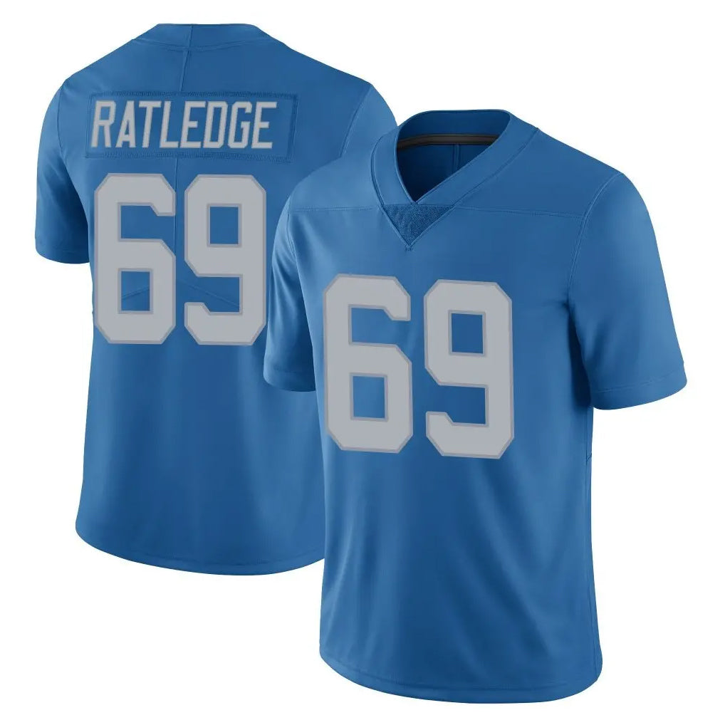 D.Lions #69 Tate Ratledge Player Blue Limited Throwback Vapor Untouchable ROCER Stitched Jerseys