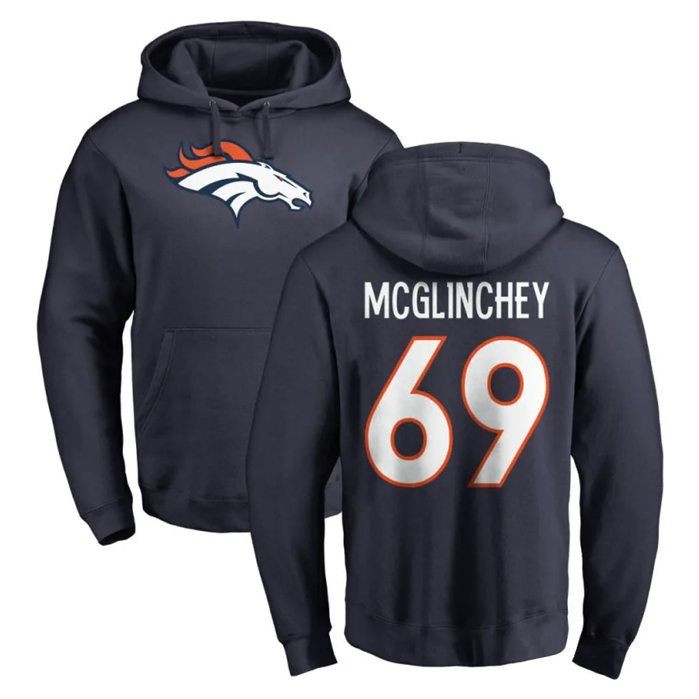 D.Broncos #69 Mike McGlinchey Player Navy Pullover Hoodie Limited ROCER Stitched Jerseys