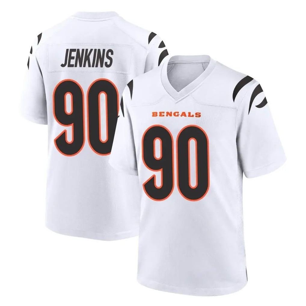 C.Bengals #90 Kris Jenkins Jr Player White Home Game ROCER Stitched Jerseys