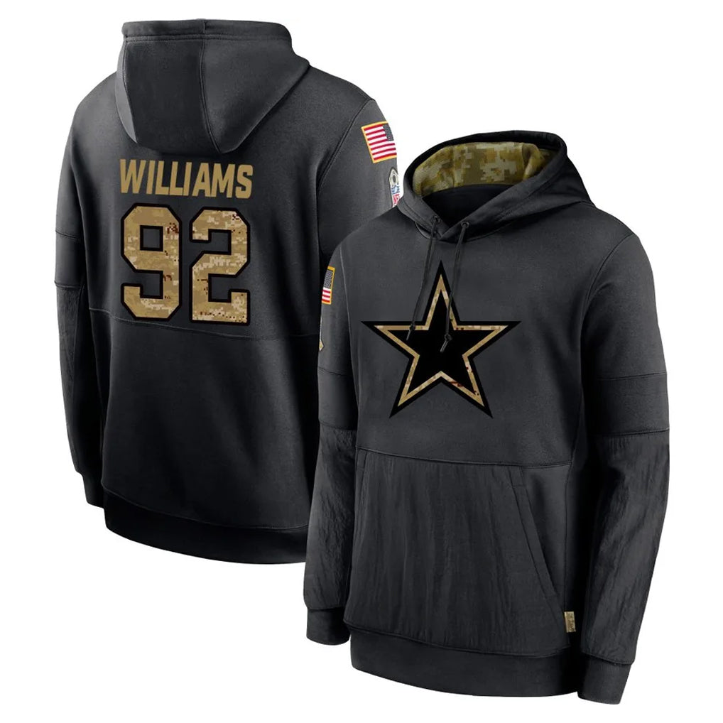 D.Cowboys #92 Quinnen Williams Player Black Salute to Service Pullover Hoodies Limited ROCER Stitched Jerseys