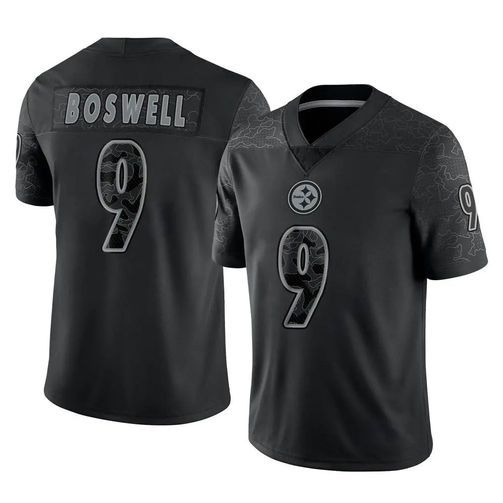 P.Steelers #9 Chris Boswell Player Black Reflective Limited Home Game ROCER Stitched Jerseys