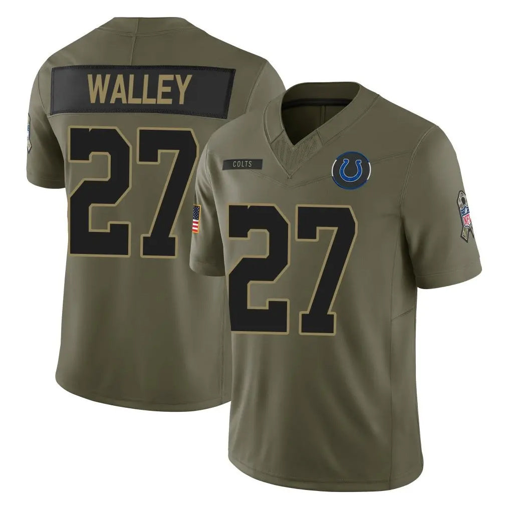 IN.Colts #27 Justin Walley Player Olive 2025 Salute To Service Limited Game ROCER Stitched Jerseys