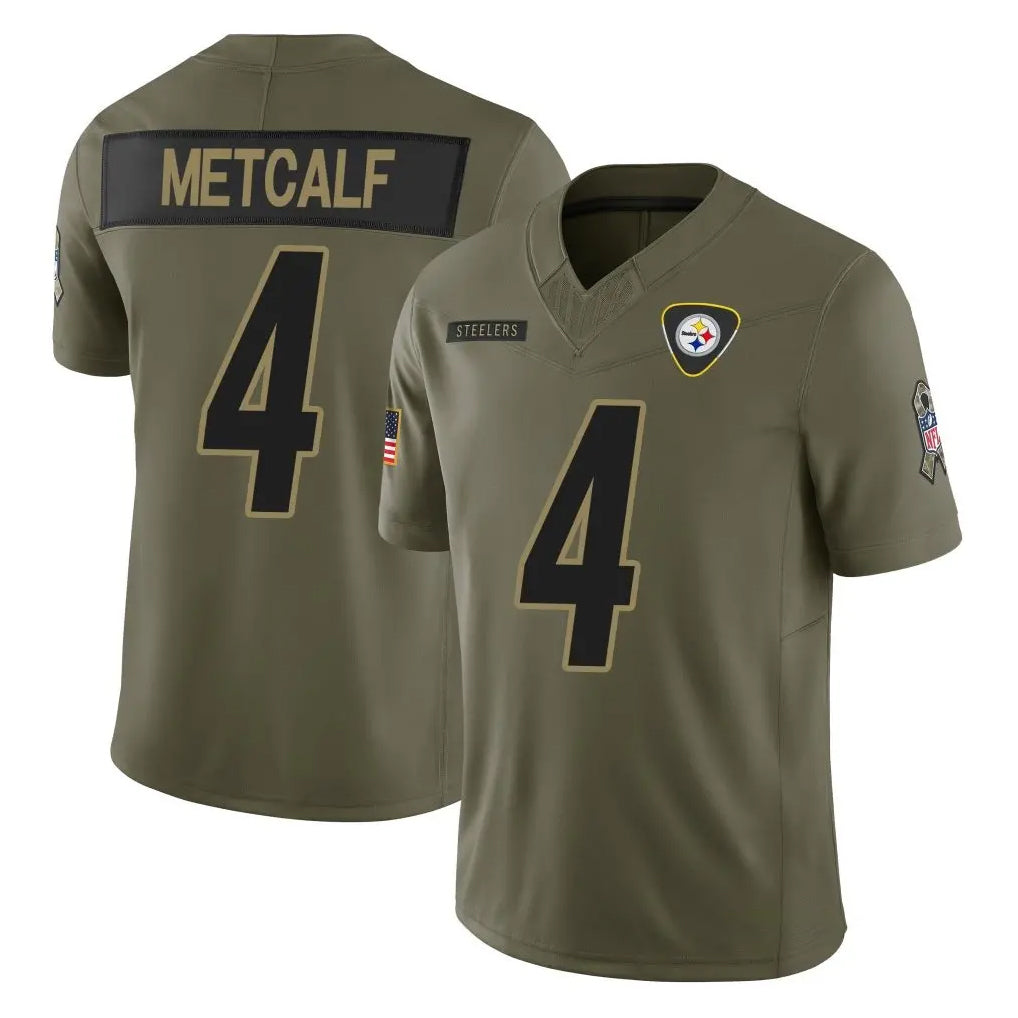 P.Steelers #4 DK Metcalf Player Olive 2025 Salute To Service Limited Home Game ROCER Stitched Jerseys