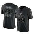 D.Lions #58 Penei Sewell Player Black Reflective Limited Home Game ROCER Stitched Jerseys