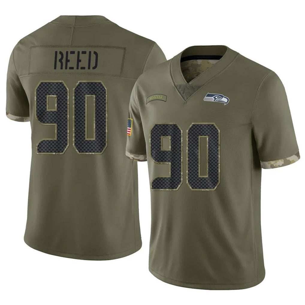 S.Seahawks #90 Jarran Reed Player Olive Limited Salute To Service Home Game ROCER Stitched Jerseys
