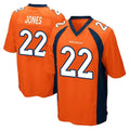 D.Broncos #22 Brandon Jones Player Orange Color Home Game ROCER Stitched Jerseys