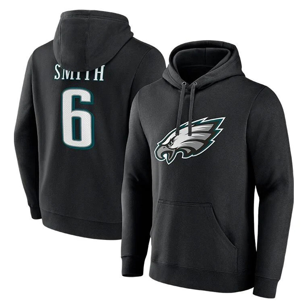 P.Eagles #6 DeVonta Smith Player Black Pullover Hoodies Home Game ROCER Stitched Jerseys