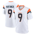 D.Broncos #9 Talanoa Hufanga Player White Home Game ROCER Stitched Jerseys