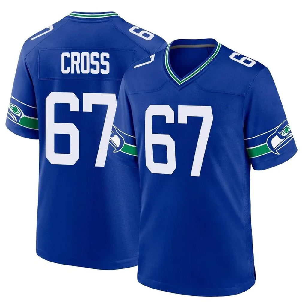 S.Seahawks #67 Charles Cross Player Royal Throwback Home Game ROCER Stitched Jerseys