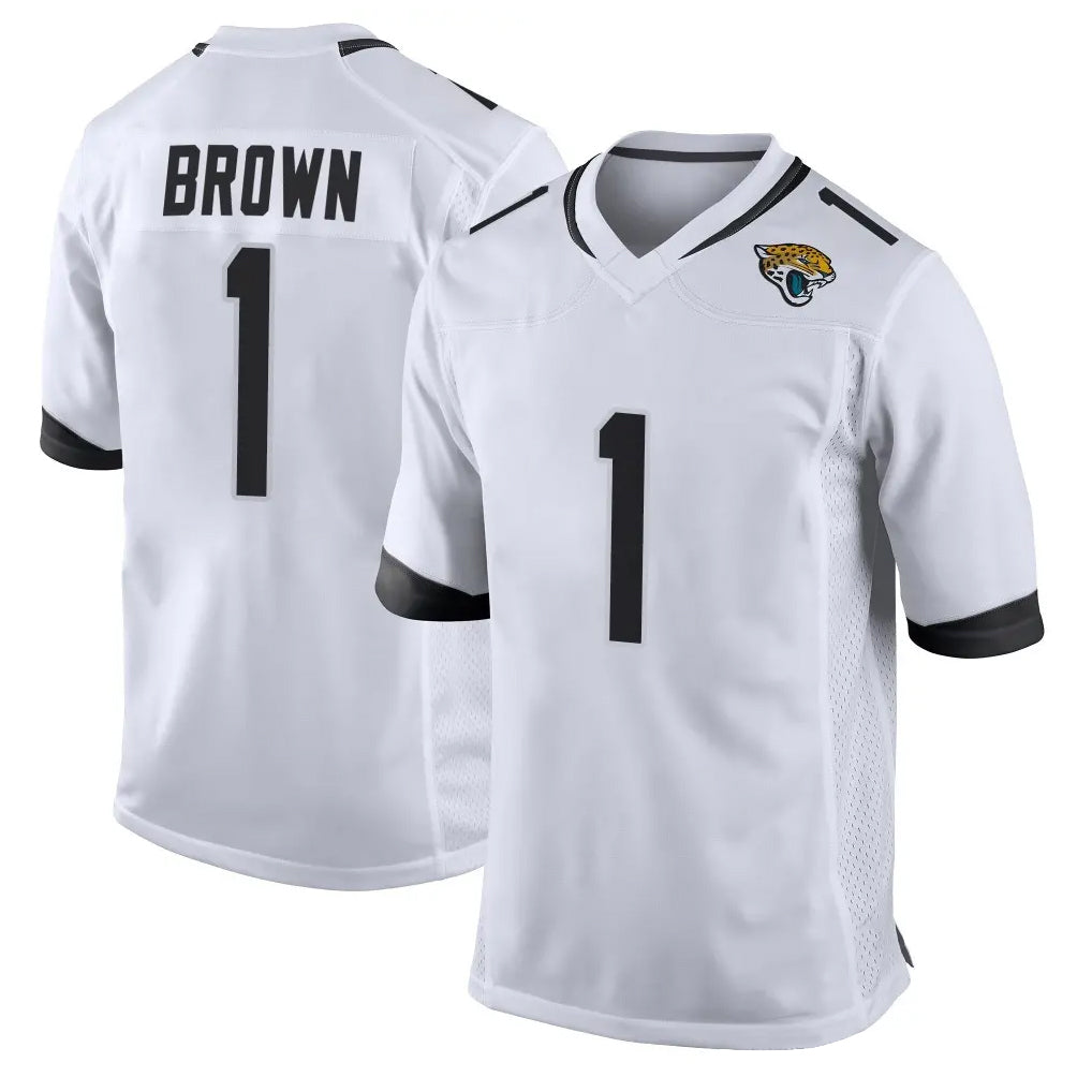 J.Jaguars #1 Montaric Brown Player White Home Game ROCER Stitched Jerseys