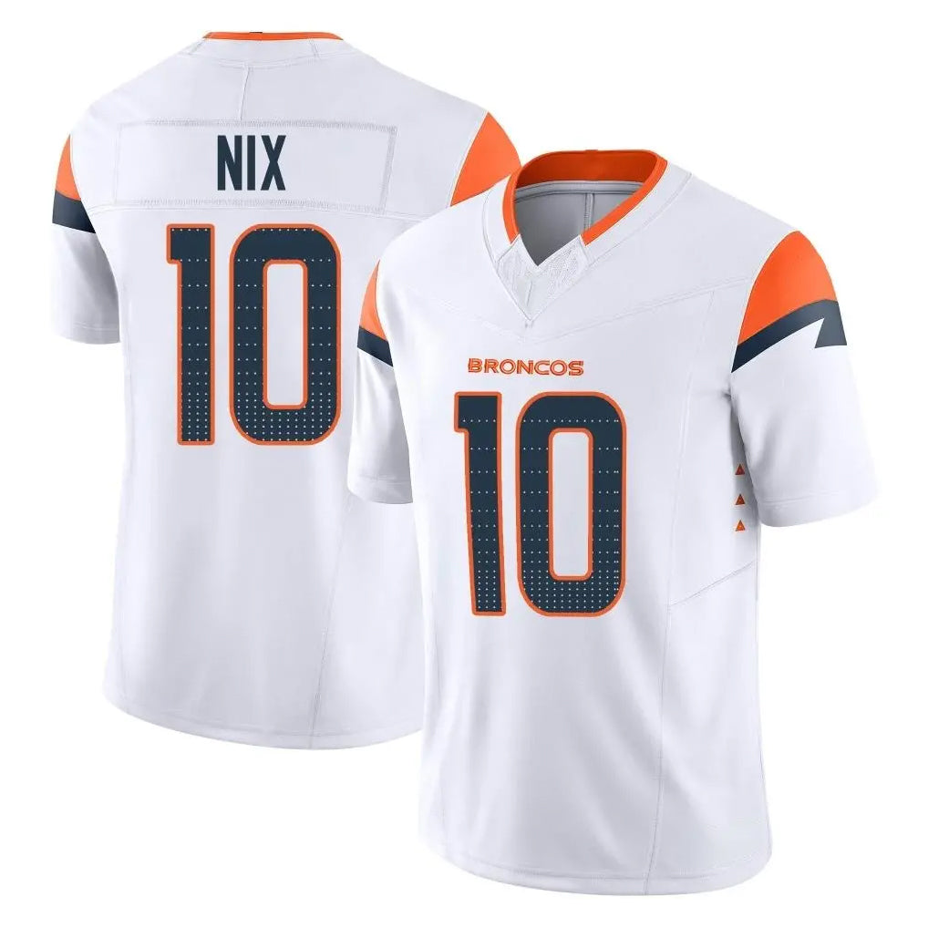 D.Broncos #10 Bo Nix Player White Limited Vapor F.U.S.E. Home Game ROCER Stitched Jerseys