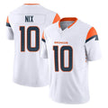 D.Broncos #10 Bo Nix Player White Limited Vapor F.U.S.E. Home Game ROCER Stitched Jerseys
