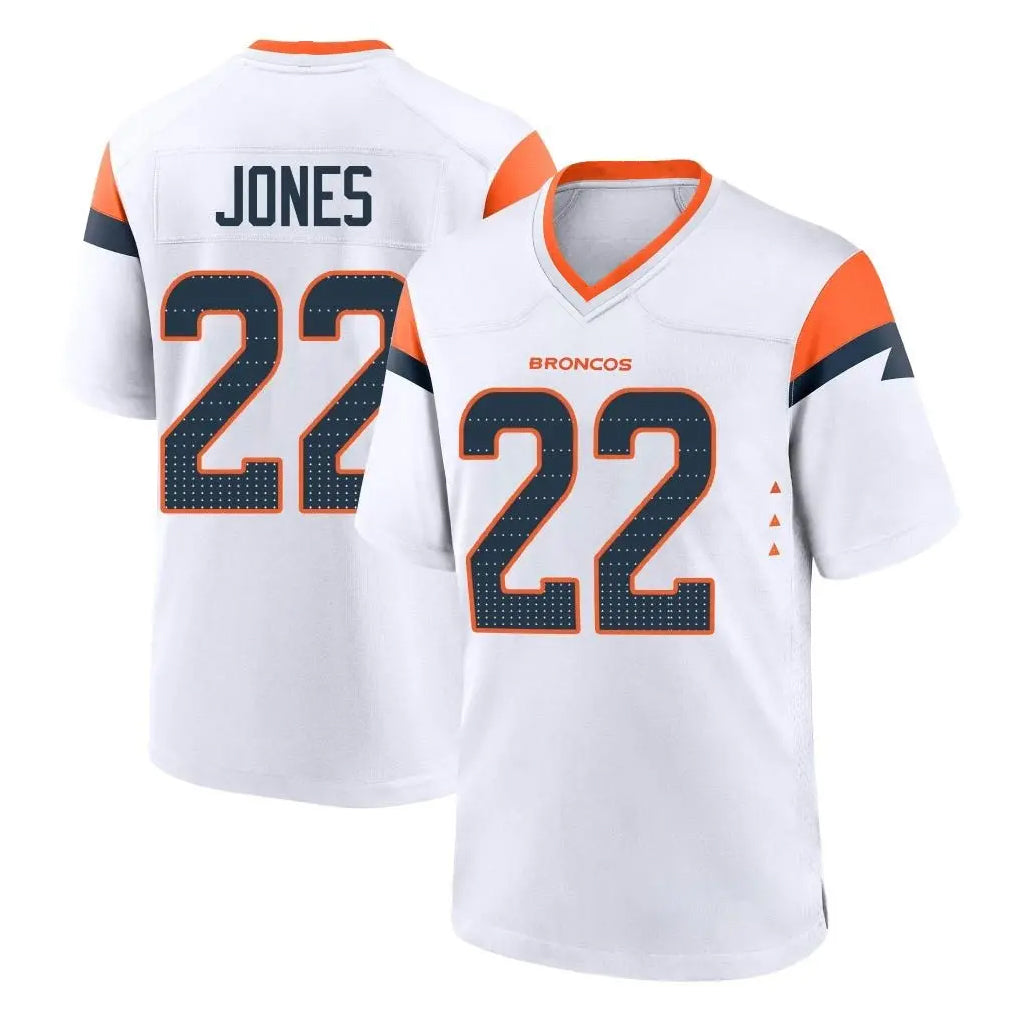 D.Broncos #22 Brandon Jones Player White Home Game ROCER Stitched Jerseys