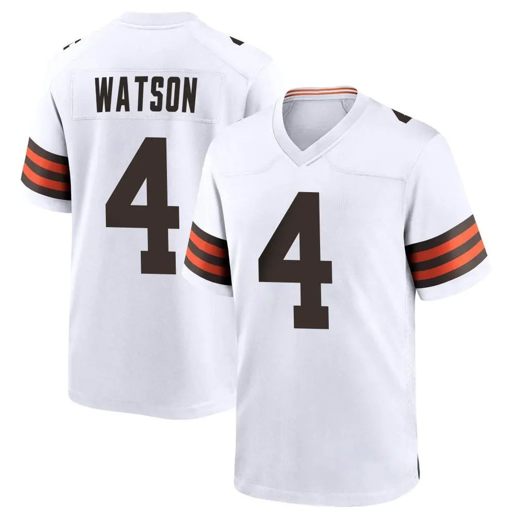 C.Browns #4 Deshaun Watson Player White Home Game ROCER Stitched Jerseys
