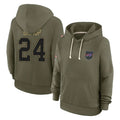 B.Bills #24 Cole Bishop Player Olive Salute to Service Hoodies ROCER Stitched Jerseys