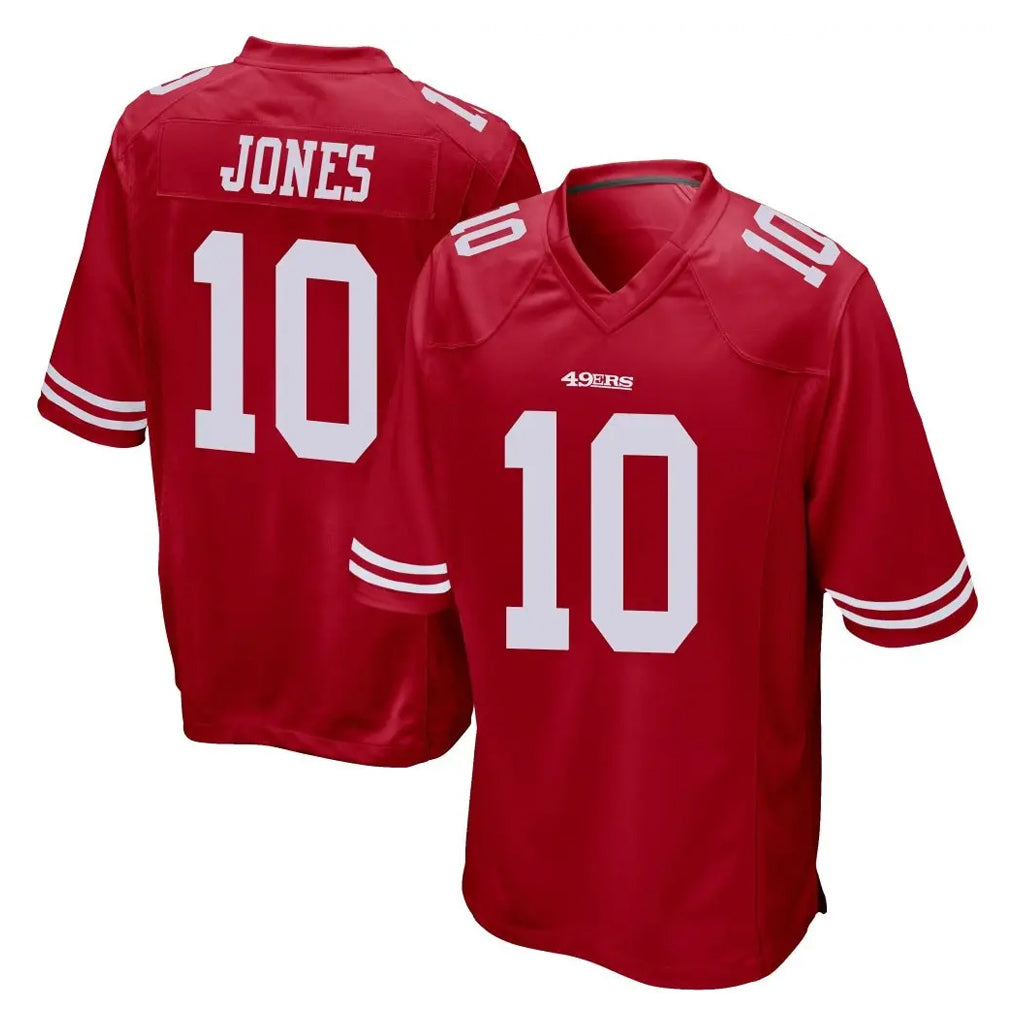 SF.49ers #10 Mac Jones Player Red Home Game ROCER Stitched Jerseys