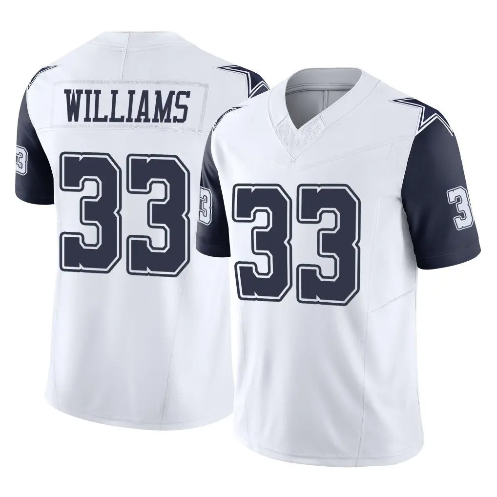 D.Cowboys #33 Javonte Williams Player White-Navy Limited Vapor F.U.S.E. Home Game ROCER Stitched Jerseys
