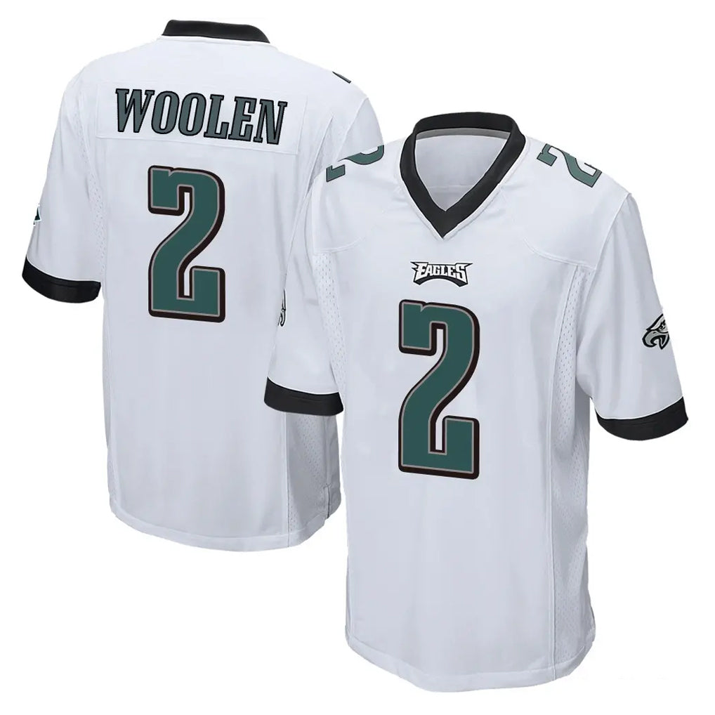 P.Eagles #2 Riq Woolen Player White Home Game ROCER Stitched Jerseys