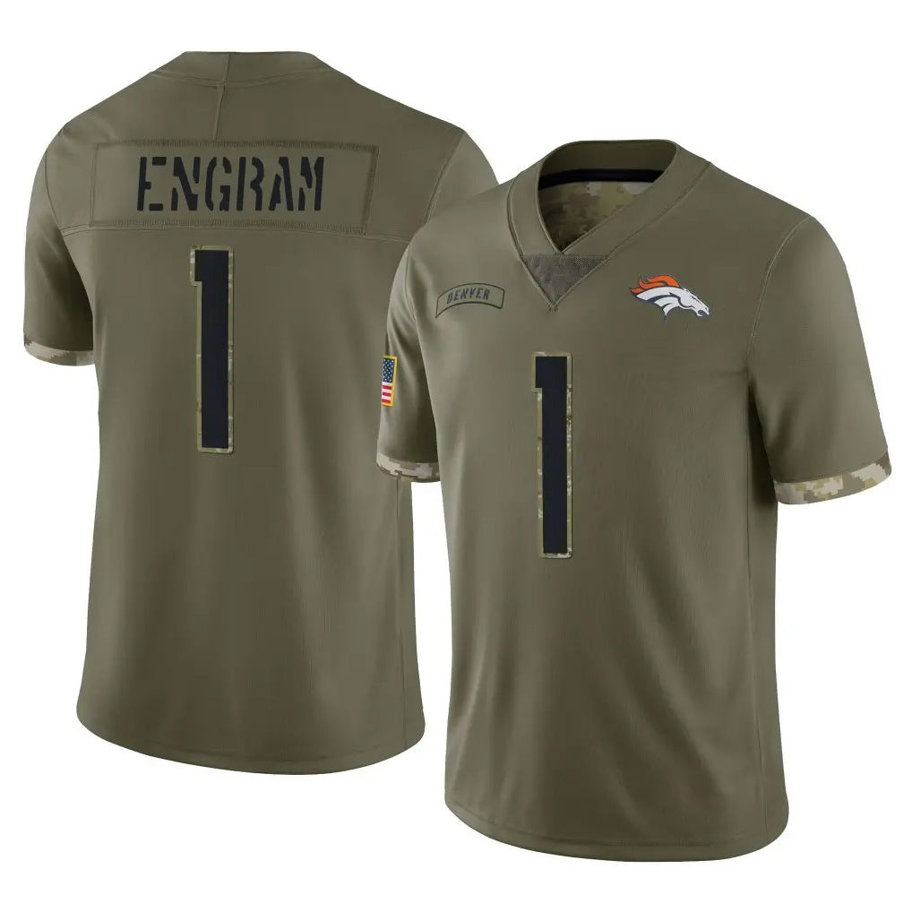 D.Broncos #1 Evan Engram Player Olive Salute To Service Limited ROCER Stitched Jerseys