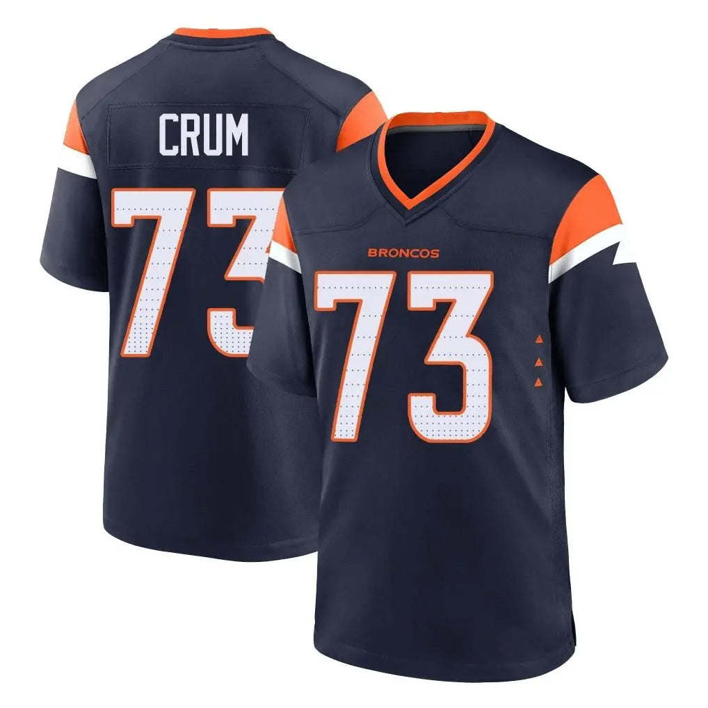 D.Broncos #73 Frank Crum Player Navy Home Game ROCER Stitched Jerseys