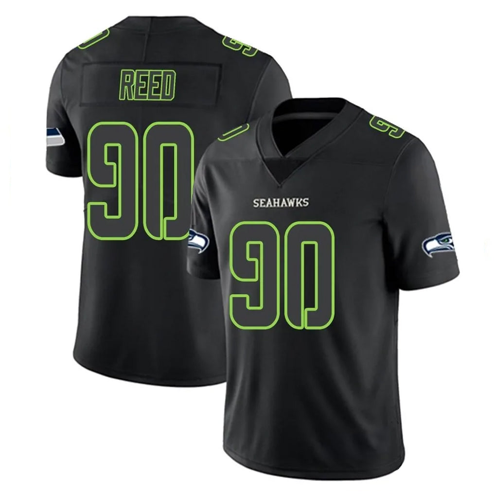 S.Seahawks #90 Jarran Reed Player Black Impact Limited Home Game ROCER Stitched Jerseys