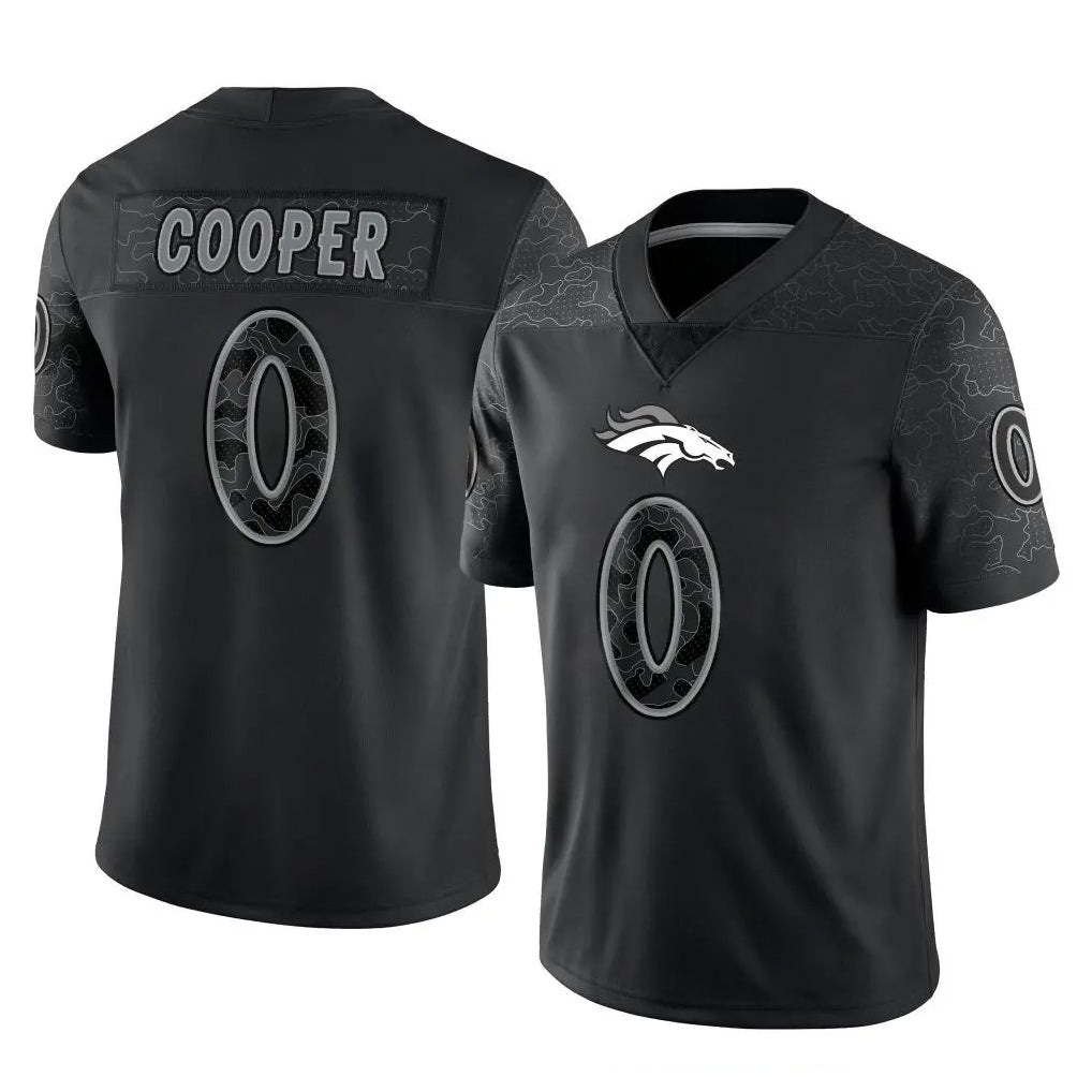 D.Broncos #0 Jonathon Cooper Player Black Reflective Limited ROCER Stitched Jerseys