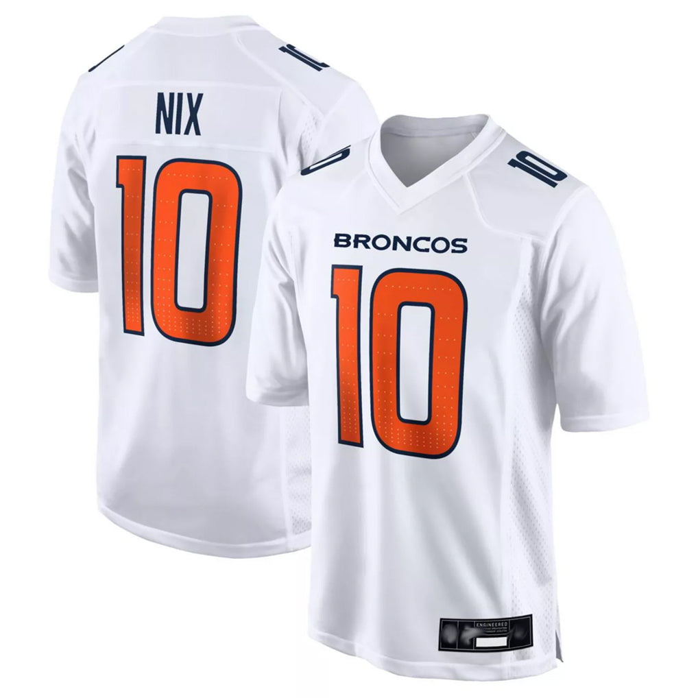 D.Broncos #10 Bo Nix Player White Fashion Limited Game ROCER Stitched Jerseys