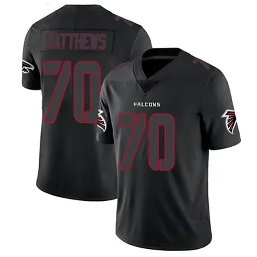 A.Falcons #70 Jake Matthews Player Black Limited Elite Game ROCER Stitched Jerseys