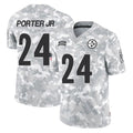 P.Steelers #24 Joey Porter Jr. Player Arctic Camo Limited Salute To Service Home Game ROCER Stitched Jerseys
