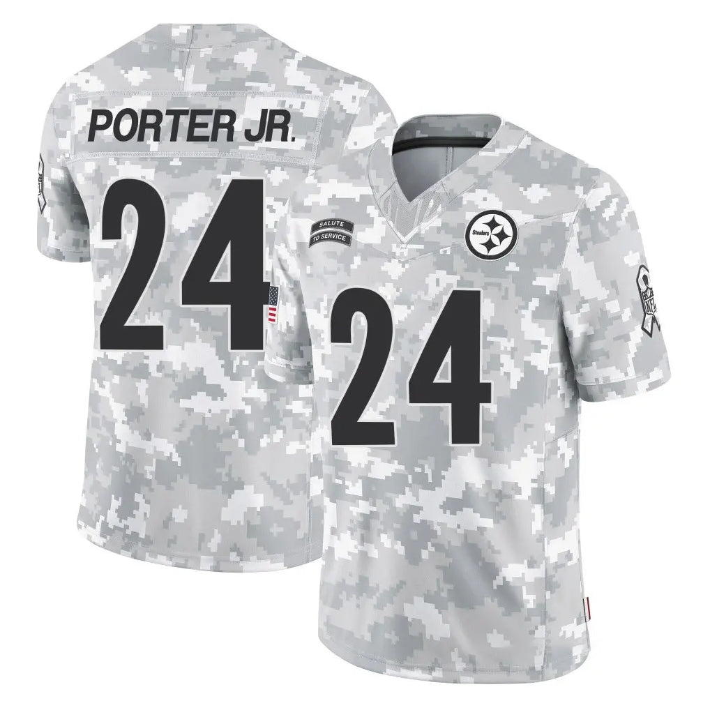 P.Steelers #24 Joey Porter Jr. Player Arctic Camo Limited Salute To Service Home Game ROCER Stitched Jerseys