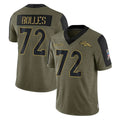 D.Broncos #72 Garett Bolles Player Olive Salute To Service Limited Game ROCER Stitched Jerseys