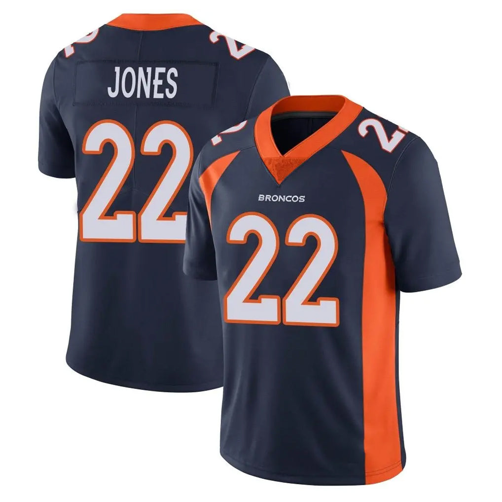 D.Broncos #22 Brandon Jones Player Navy Vapor Untouchable Limited Game ROCER Stitched Jerseys