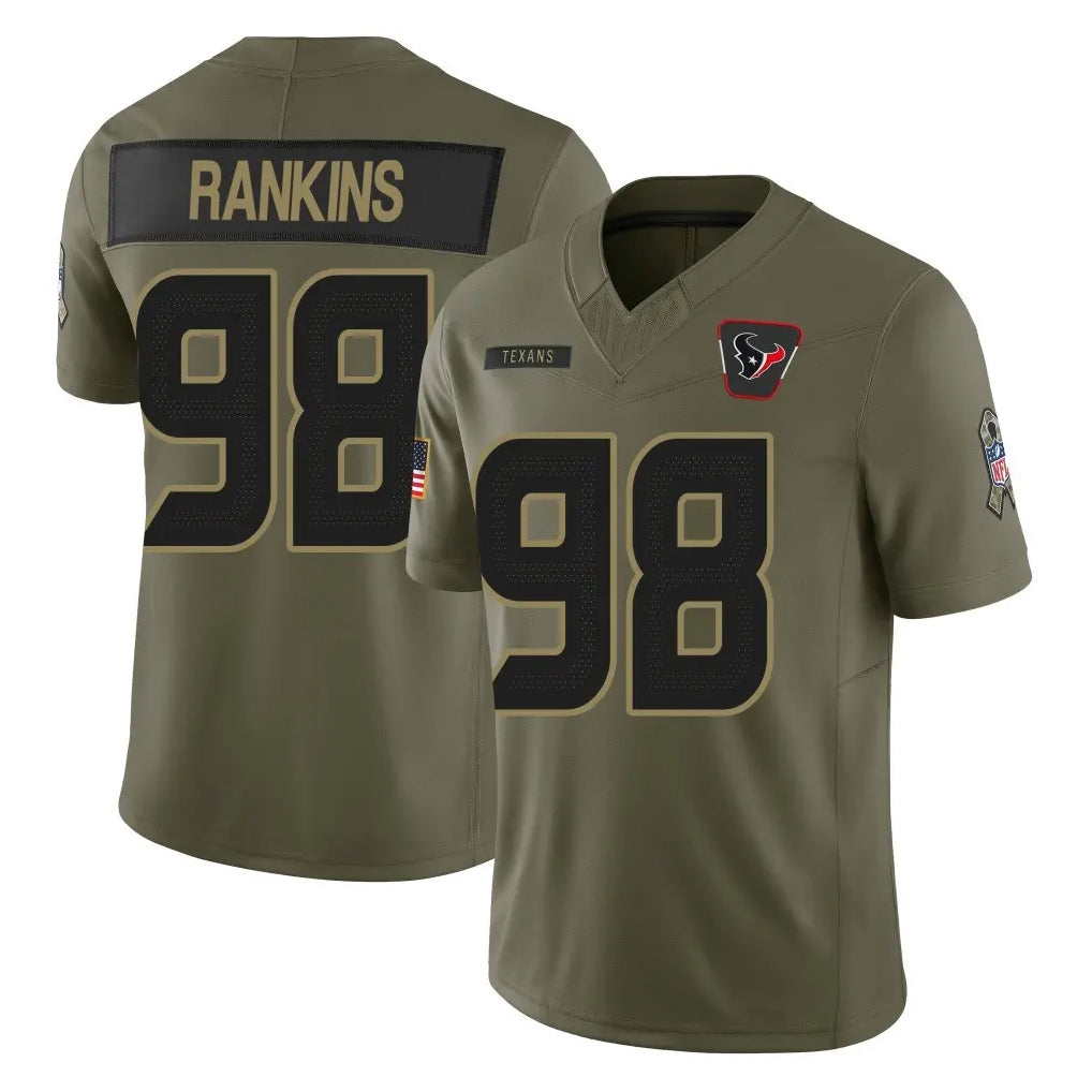 H.Texans #98 Sheldon Rankins Player Olive 2025 Salute To Service Limited Game ROCER Stitched Jerseys
