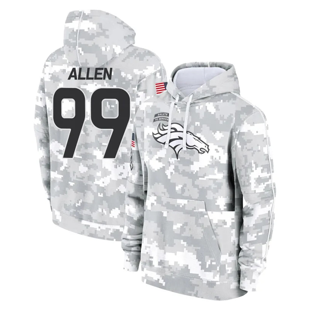 D.Broncos #99 Zach Allen Player Arctic Camo Salute to Service Hoodies Limited Game ROCER Stitched Jerseys