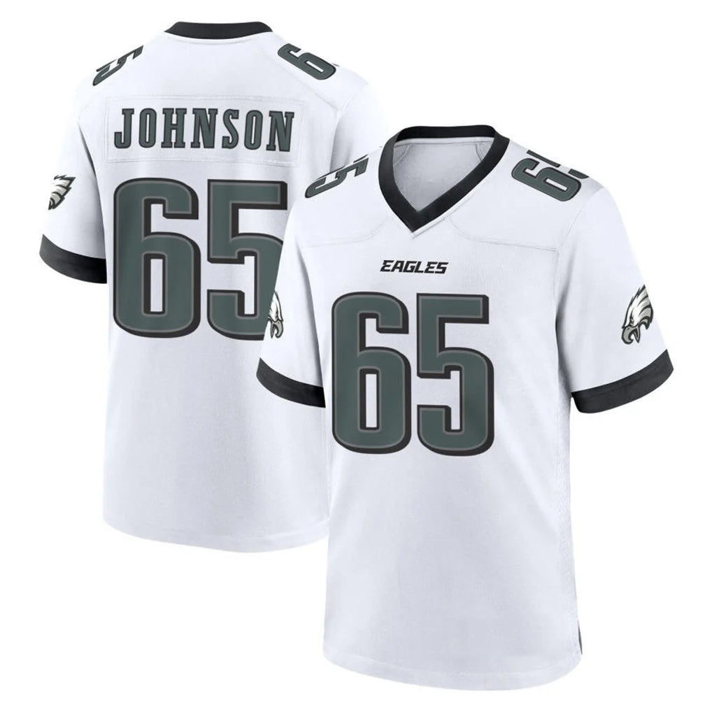 P.Eagles #65 Lane Johnson Player White Game Home ROCER Stitched Jerseys