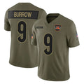 C.Bengals #9 Joe Burrow Player Olive Salute to Service Limited Home Game ROCER Stitched Jerseys