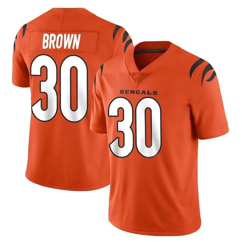 C.Bengals #30 Chase Brown Player Orange Vapor Untouchable Limited Home Game ROCER Stitched Jerseys