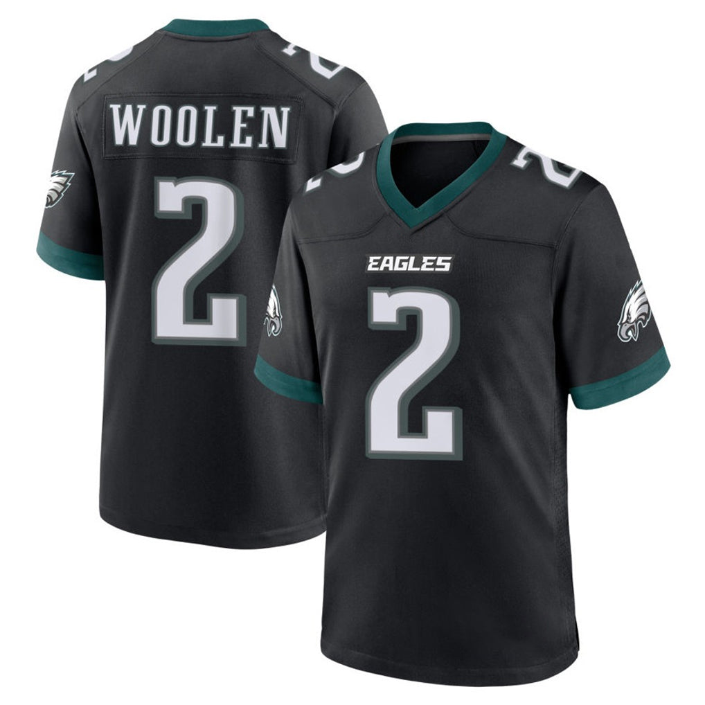 P.Eagles #2 Riq Woolen Player Black Game Home ROCER Stitched Jerseys