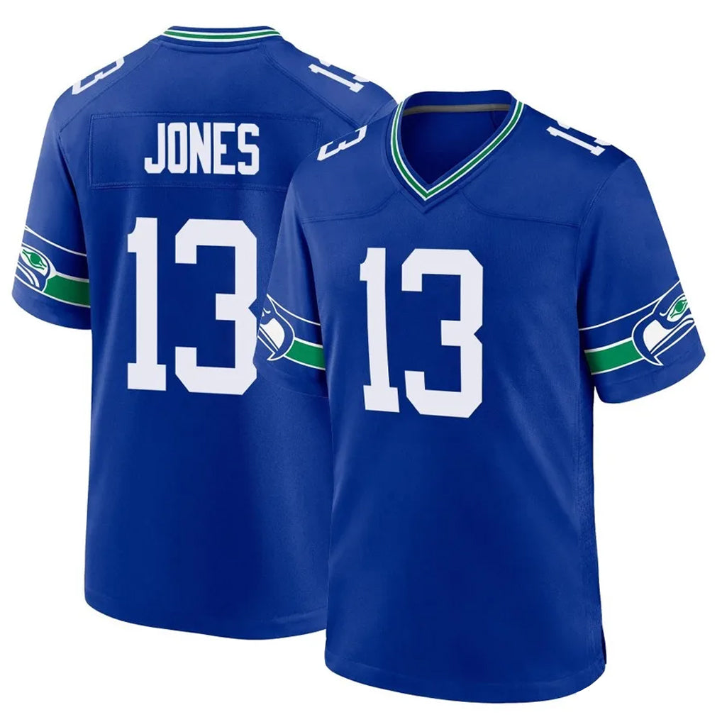 S.Seahawks #13 Ernest Jones IV Player Royal Throwback Home Game ROCER Stitched Jerseys