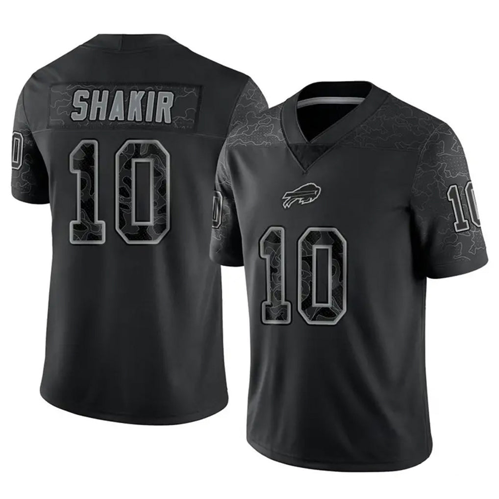 B.Bills #10 Khalil Shakir Player Black RFLCTV Limited ROCER Stitched Jerseys